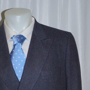 Francesco Smalto Paris x Cifonelli Vintage Blue Flannel Double Breasted Suit 42R